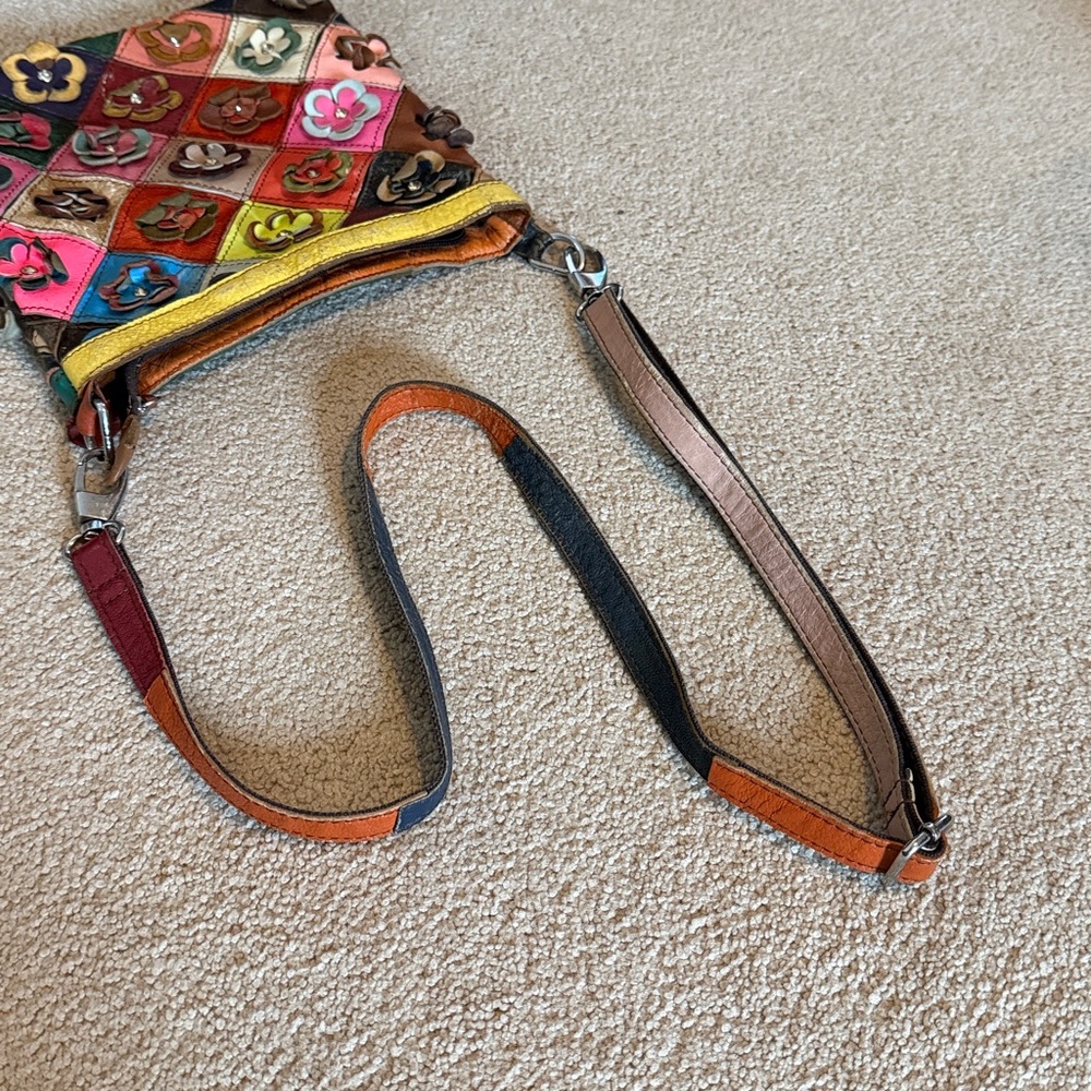 Leather Patchwork Flower Handbag Shoulder Strap C… - image 6